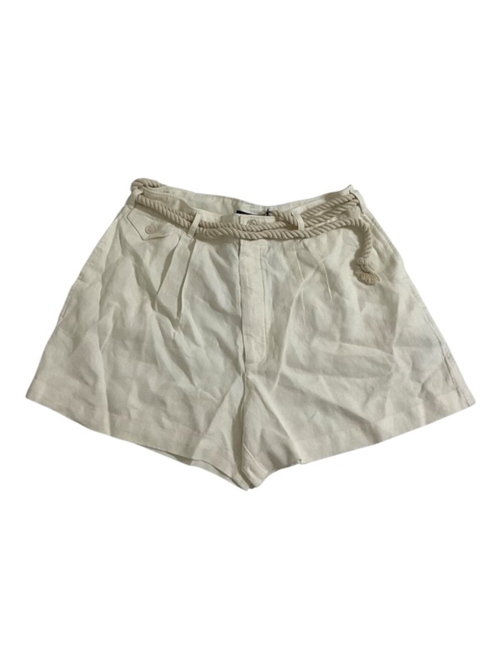 Polo Ralph Lauren White Linen Rope Belt Shorts Women’s 12 NWT $145 MSRP